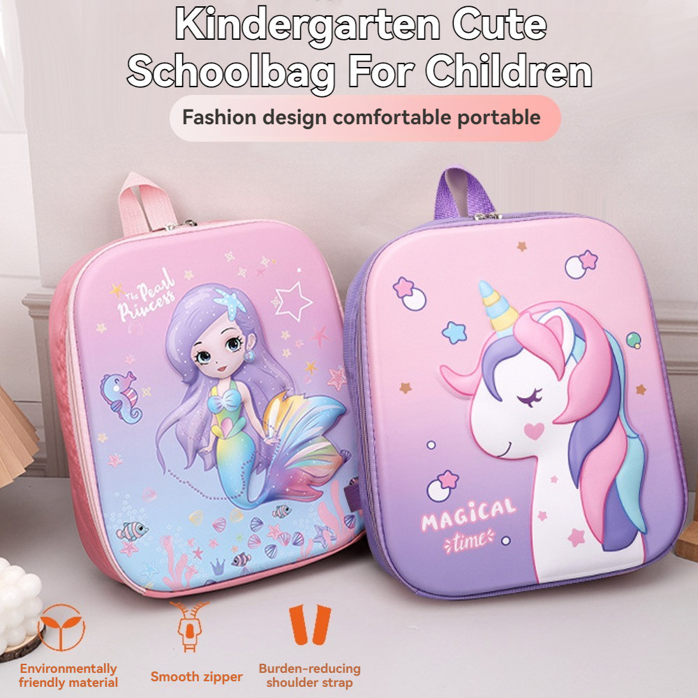 Kindergarden Backpack for Kids Unicorn Mermaid 3D Cartoon Bags Primary Sc