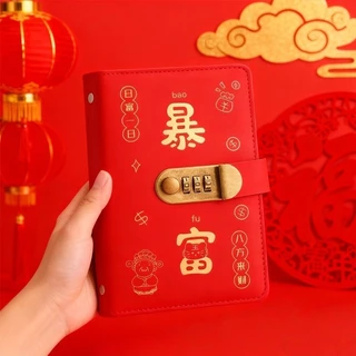 สมุดเก็บเงินสดรหัสล็อก ปกหนัง PU ใส่แบงค์ได้100ใบ จัดระเบียบธนบัตร สมุดออมเงิน