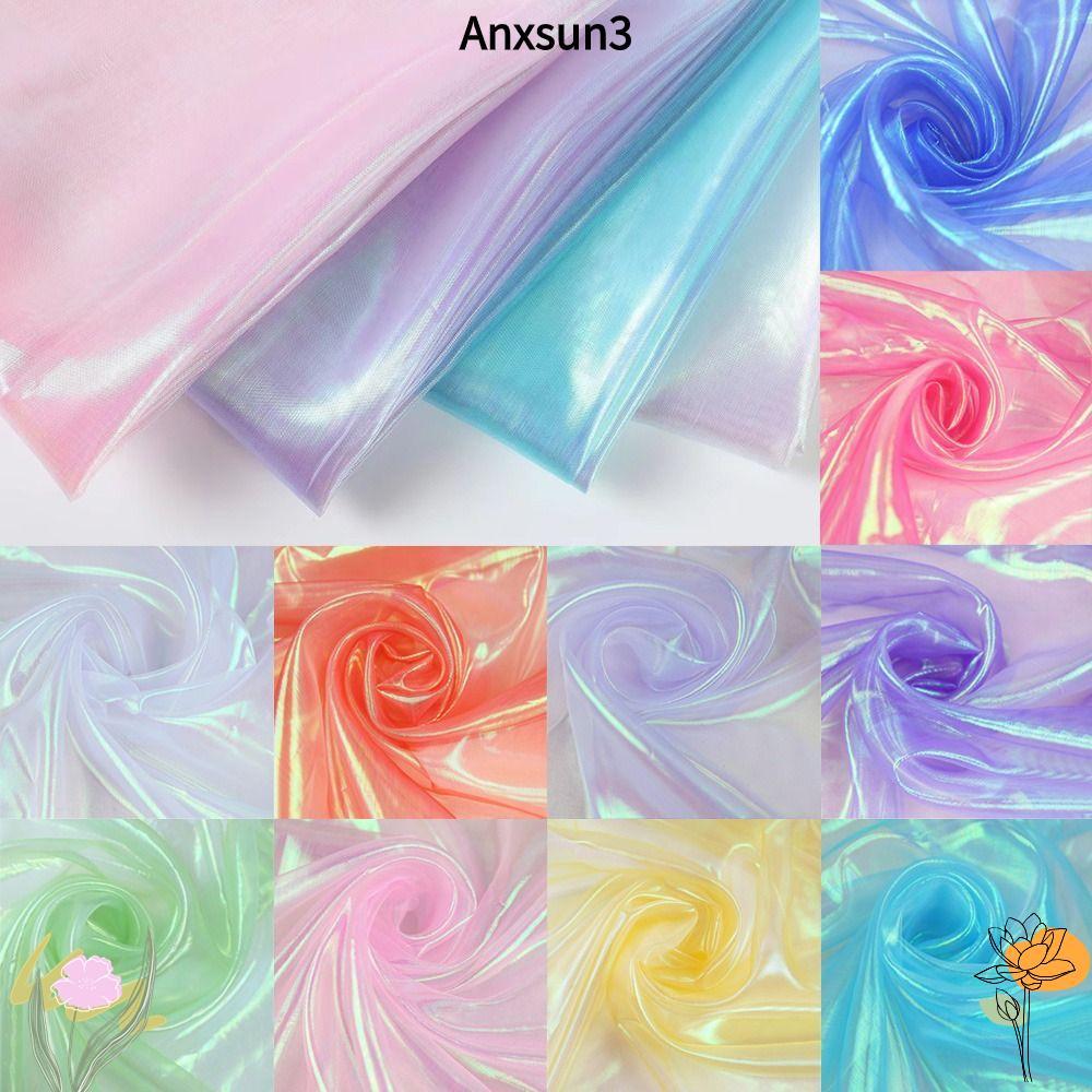 ANXSUN3 Laser Tulle, ผ้า Organza เงาโปร่งใส, ตกแต่ง Tulle บางนุ่ม Tulle ผ้า Designer