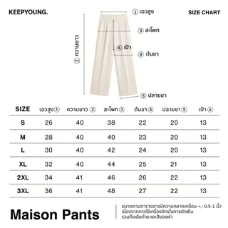KEEPYOUNG [S-3XL] กางเกงทรงกระบอกกลาง ซิปหลัง เก็บทรงสวย ใส่เที่ยว ทำงาน รุ่น MAISON PANTS