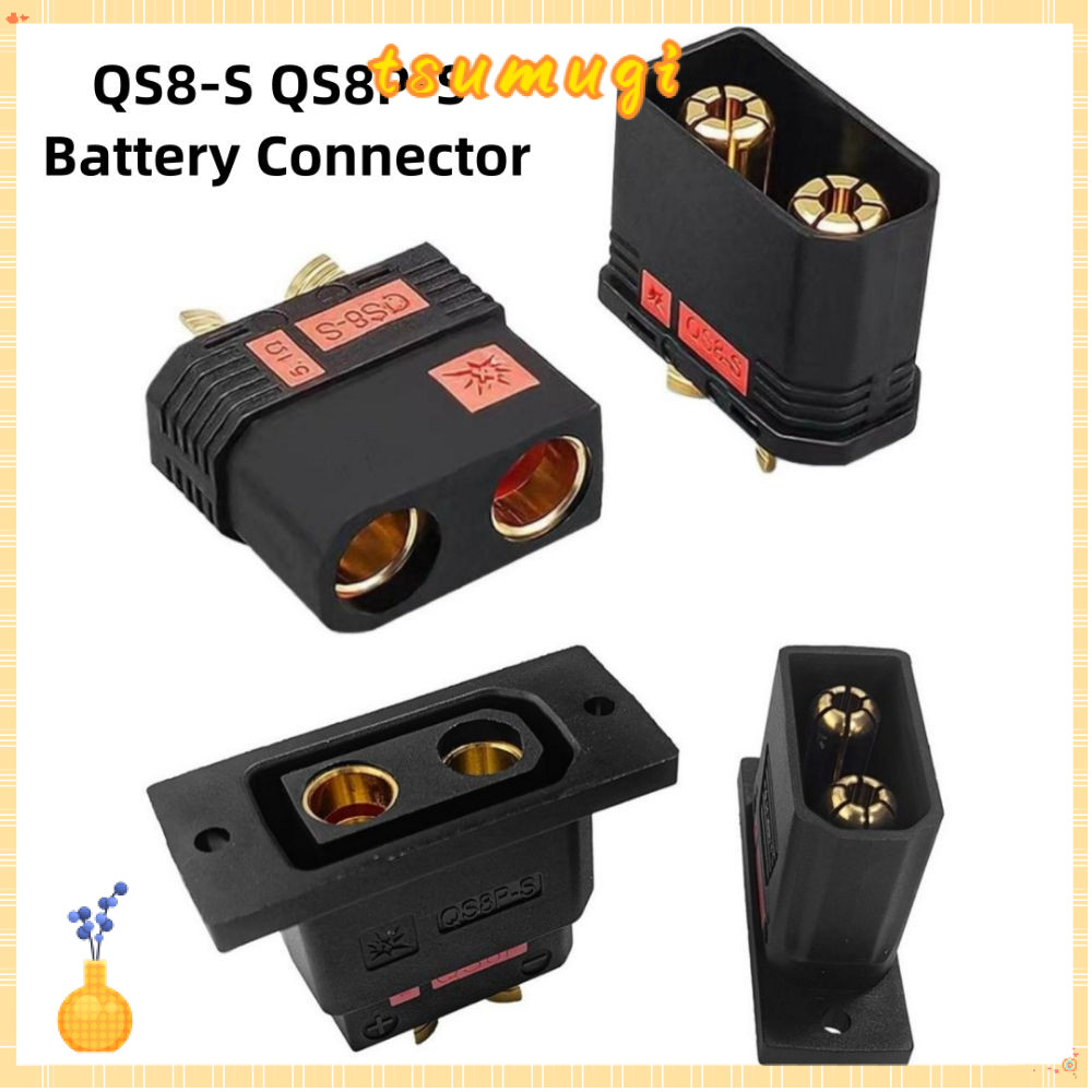 TSUMUGI QS8P-S ปลั๊กแบตเตอรี่, Anti Spark High Current QS8-S Connector, สีดําทอง QS8-S MF ปลั๊กชุดสํ