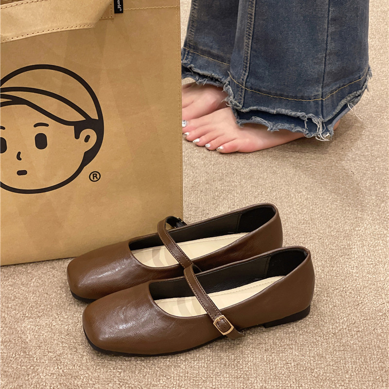 รองเท้าแมรี่เจน mary jane shoes Mary Jane Classy Spring Autumn French Retro Flat Shoes