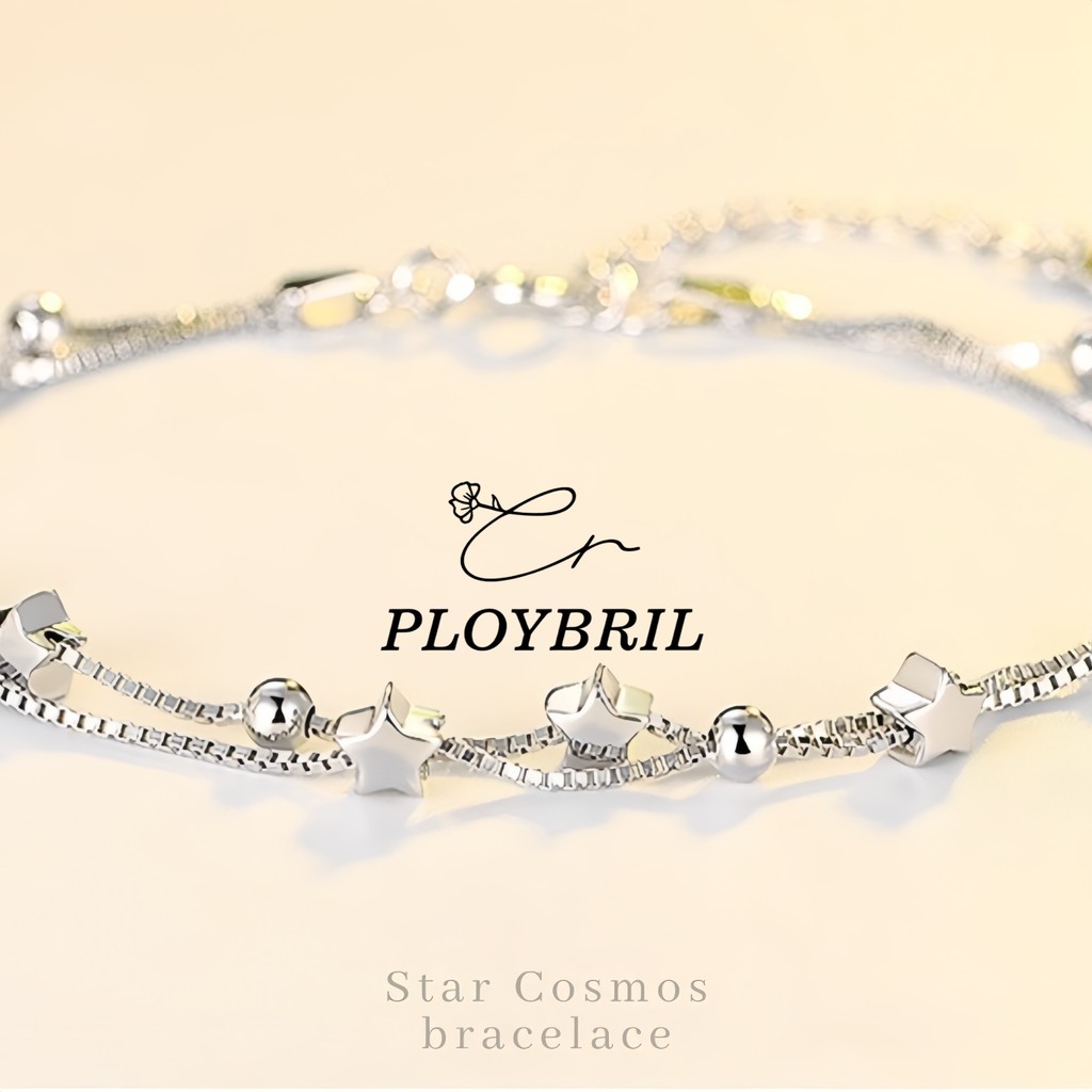 💗Star Cosmos สร้อยข้อมือลูกปัดดาวสองชั้น กำไลแฟชั่น เงินแท้ ไม่ลอกไม่ดำ เครื่องประดับ ของขวัญ ครบรอบ วันเกิด น่ารัก S040