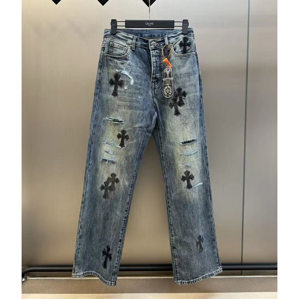 กางเกงยีนส์เดนิม Chrome Hearts Cross Patch