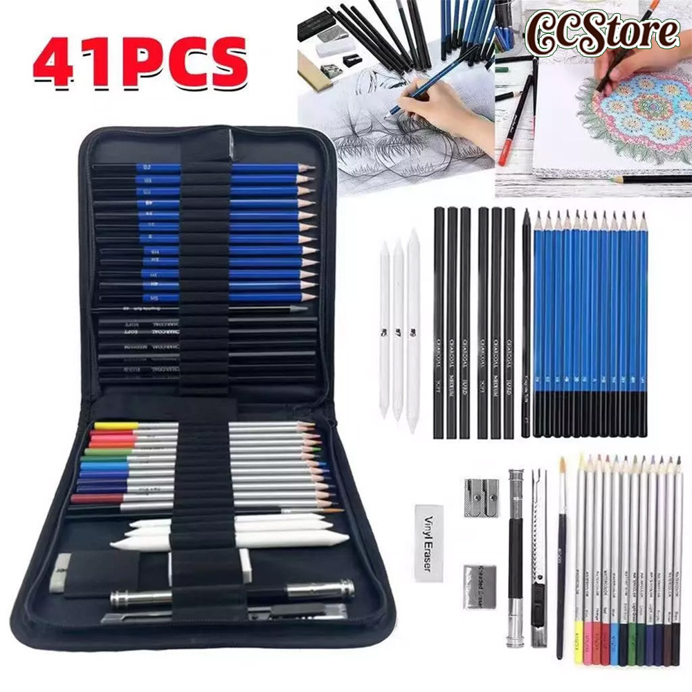 Bview Art Professional 41pcs ARTIST ดินสอสี set Sketch and ดินสอวาดรูป Art set