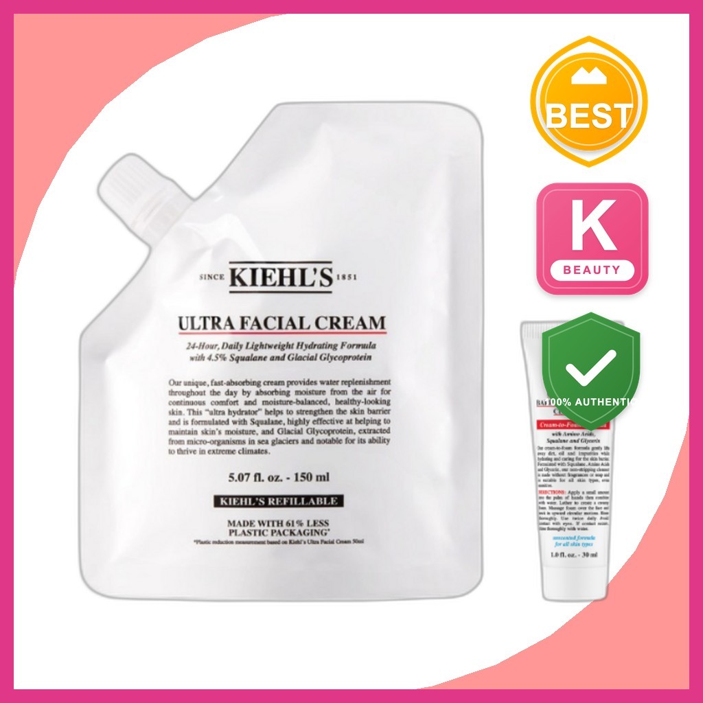[kiehls] Ultra Facial Cream Refill Pouch, 150ml, 1pc / Korean Facial Cream / สูตรบางเบา by K-Deal Sh