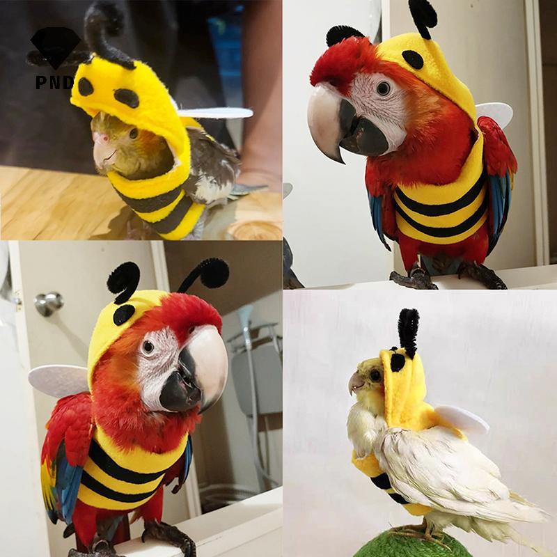 PND ตลก Bee รูปนก Hoodie น่ารักฤดูหนาวที่อบอุ่นนุ่มนกคอสเพลย์เสื้อผ้า Parrot Coatiel Budgies Bee เคร