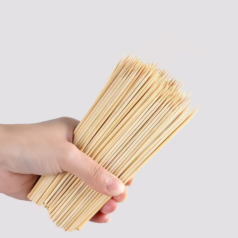100pcs High Quality Bamboo Skewer Sticks Sturdy Disposable Barbecue Fruit Sticks Barbecue Party Buff