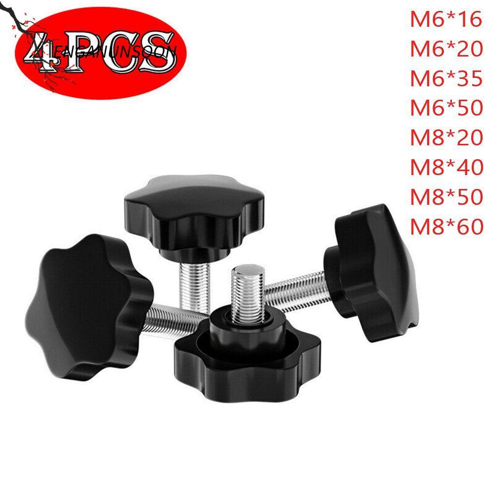 ENGANUNSOON 4PCS Star รูปหัวลูกบิดปฏิบัติเกลียว M6 M8 Thumb สกรู