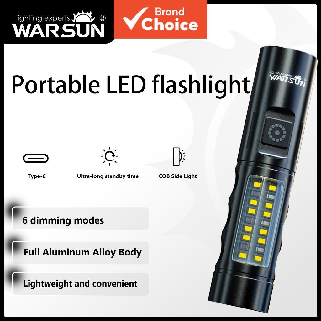 WARSUN 605 ไฟฉายพกพา LED ชาร์จซ้ําได้ ขนาดเล็ก สว่างพิเศษ ส่องไกล ใช้งานกลางแจ้ง