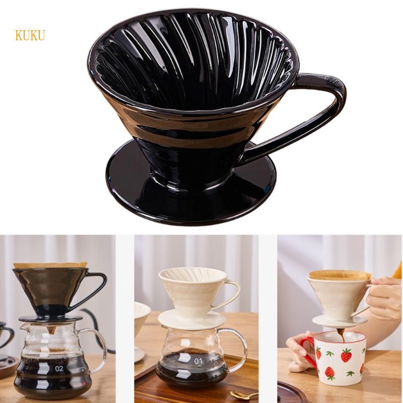 KU* Elegant เซรามิคกาแฟกรองกรวย Brewing เครื่องมือสําหรับ Home Office Camping