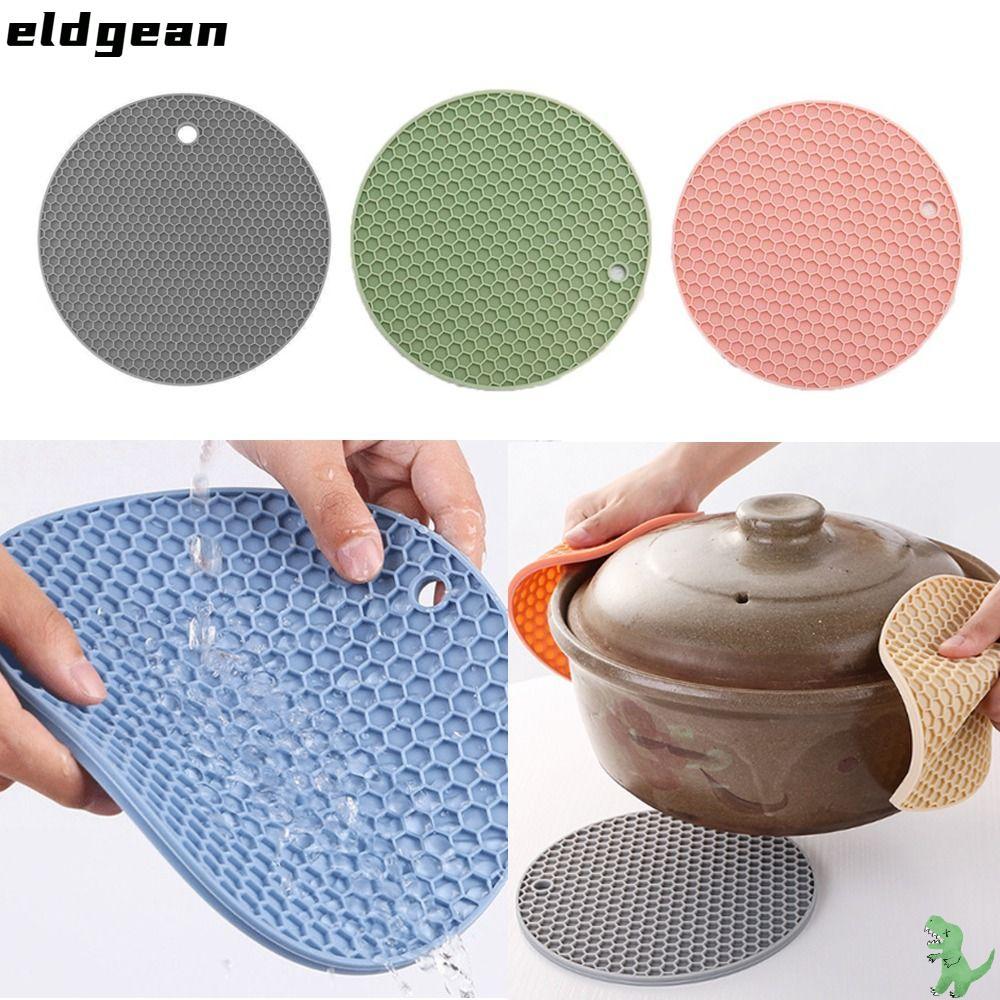 ELDGEAN ซิลิโคนเสื่อไตรเว็ต,ลื่น เบาะ ครัวหม้อทนความร้อนเสื่อซิลิโคนผู้ถือหม้อ,อุปกรณ์ครัวทนทานทนความร้อนซิลิโคนไตรเวตสําหรับหม้อร้อนและกระทะ