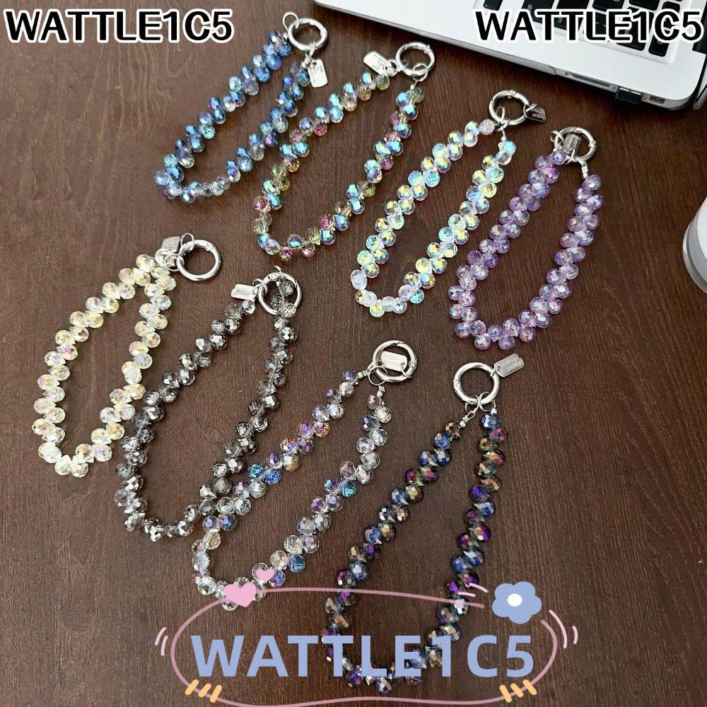WATTLE1C5 พวงกุญแจลูกปัดคริสตัล, จี้ลูกปัดคริสตัลที่ถอดออกได้สีสันสดใส, จี้กระเป๋ากลิตเตอร์โปร่งใสมีสไตล์ผู้หญิงเด็กผู้หญิง