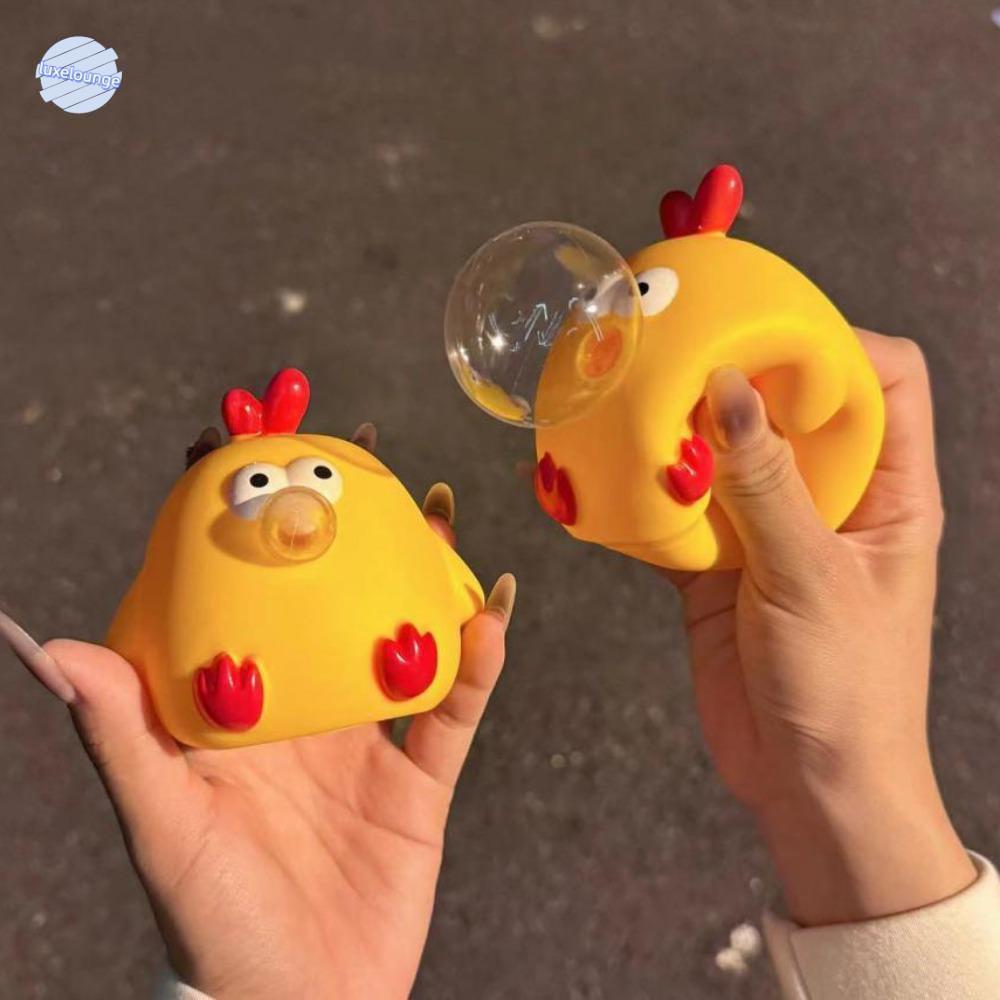 สกุชชี่ squishy ของเล่นเด็ก หรูหรา ของเล่นบีบ, ไก่สีเหลืองหยิกนวดของเล่นหยิก, เกมแบบโต้ตอบฟองเป่านุ่มสูง-ยืดหยุ่นการ์ตูนนวดของเล่นเด็ก