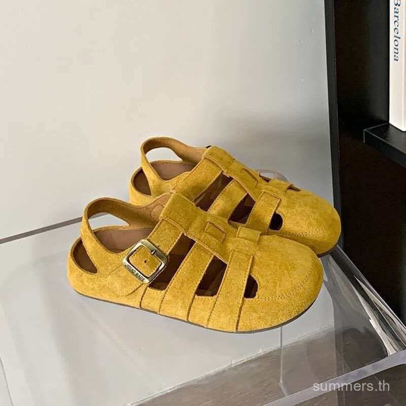 GKEB เหยียบบนอึรู้สึก Birkenstock รองเท้าแตะผู้หญิง 2026 ฤดูร้อนสไตล์ใหม่ Hollow Breathable Baotou รองเท้าแตะโรมันผู้หญิงรองเท้า