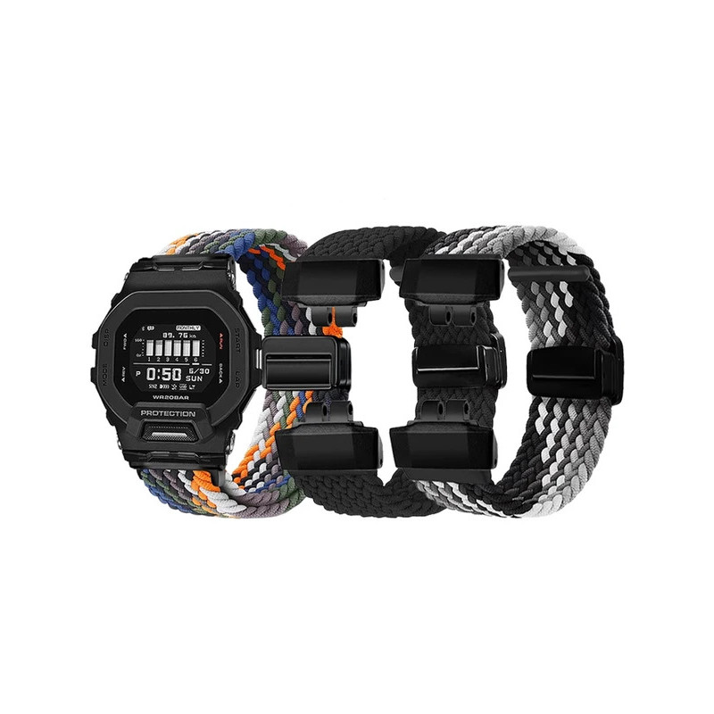 Nylon Watch Strap Suitable for Casio GBD-200-1/2/9 GBD-200 Modified Magnetic Braided Watch Strap