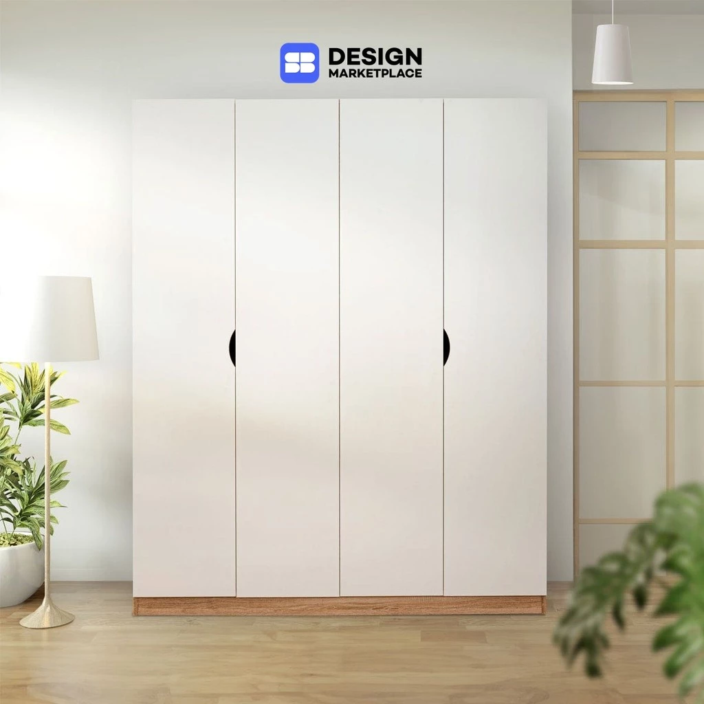 SB Design Square ตู้เสื้อผ้าบานเปิด ขนาด 160 ซม. รุ่น Havin สีขาว (160x58x200 ซม.) แบรนด์ KONCEPT FURNITURE