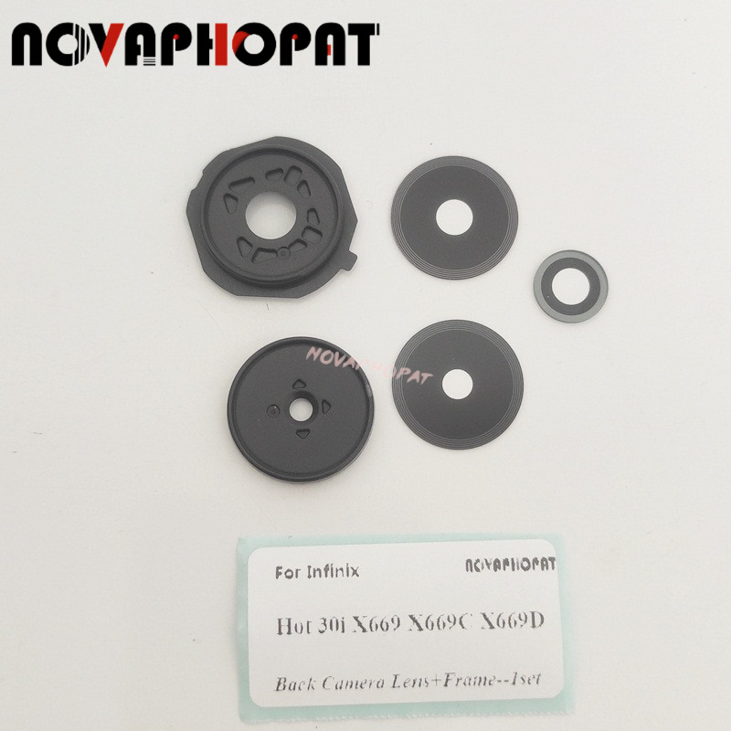 Novaphopat กลับกล้องด้านหลังกระจกเลนส์กรอบสําหรับ Infinix Hot 30i X669 X669C X669D