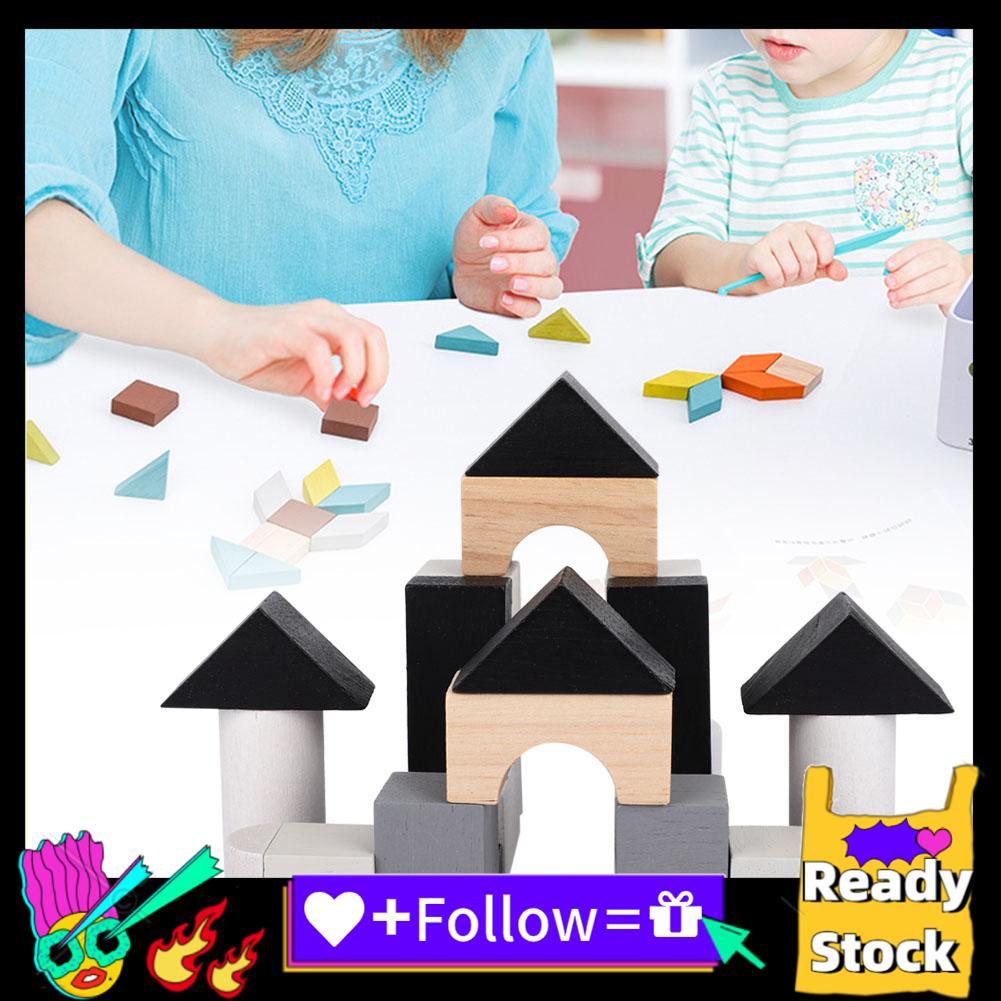 Icegg Icegg ของเล่นไม้ Building Block Puzzle Domino ของเล่นเพื่อการศึกษาก่อนวัยเรียนสำหรับเด็ก <br>