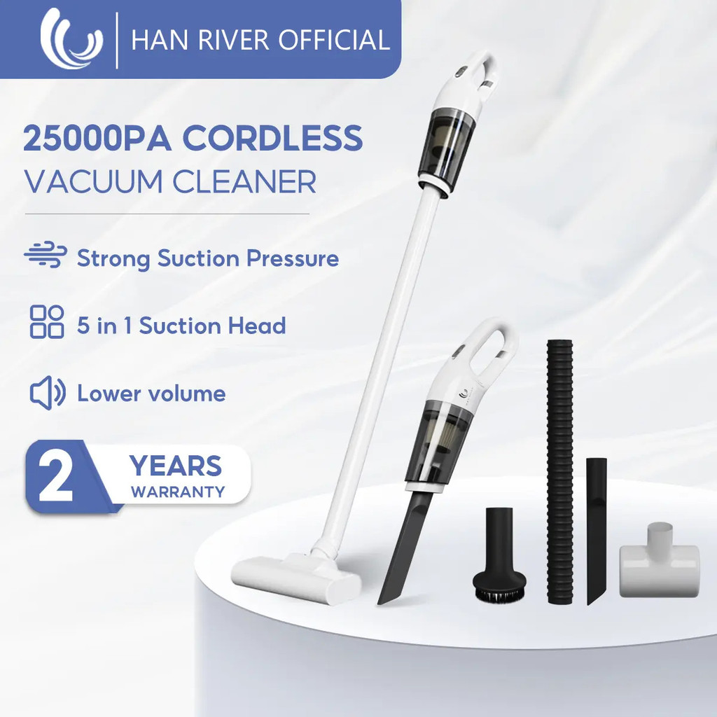 HAN RIVER เครื่องดูดฝุ่น 5-In-1 เครื่องดูดฝุ่นไร้สาย 25000Pa แรงดูดกําจัดฝุ่น HRXCQ03