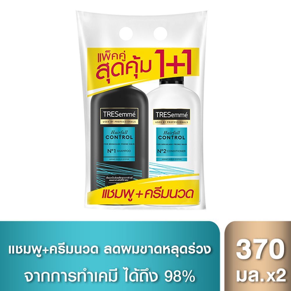 [สินค้าส่งด่วน] เทรซาเม่ แชมพู+ครีมนวด แฮร์ฟอล 370มล X2 TRESEMME SHAMPOO+CONDITIONER HAIR FALL 370ML X2