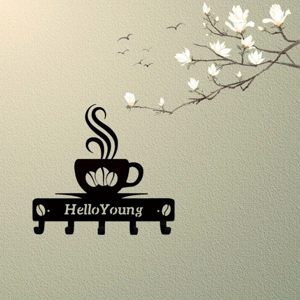 HELLOYOUNG โลหะบาร์กาแฟ Wall Art Hook สําหรับ Cafe Decor ห้องครัว Wall Mount Rustic Home Ba