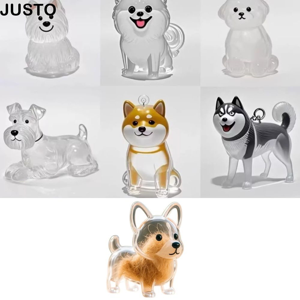 JUSTO จี้เก็บขนสุนัข, ของขวัญ Bichon Husky Corgi กล่องเก็บขนสุนัข, โปร่งใสแบบพกพาสัตว์เลี้ยงสนุกพวงกุญแจตกแต่งอนุสรณ์