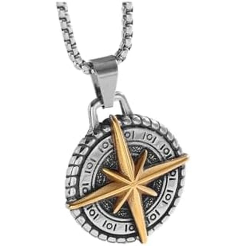 Mens Silver Compass Necklace Compass Pendant Necklace Celtic Knot Compass Necklace Jewelry