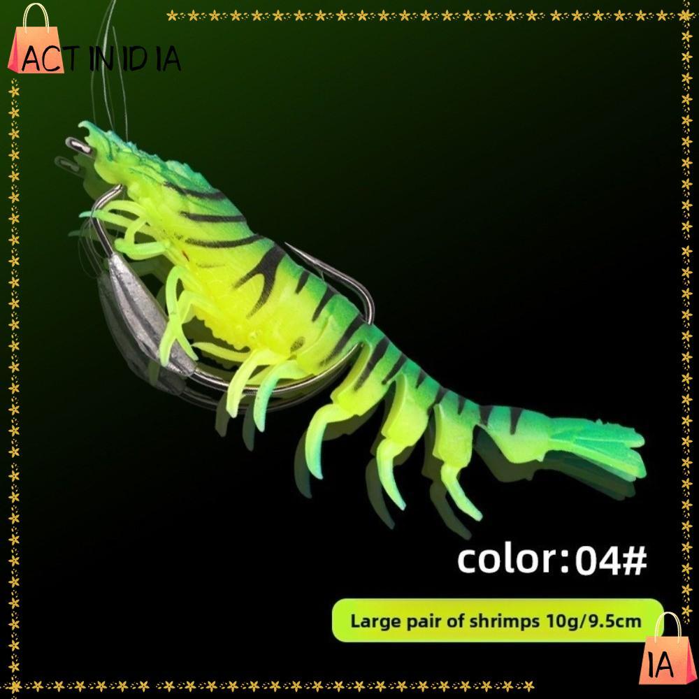 ACTINIDIARA Prawn เหยื่อกุ้ง 10g 9.5 ซม., พร้อมฮุค TPE นุ่มสำหรับตกปลากุ้ง