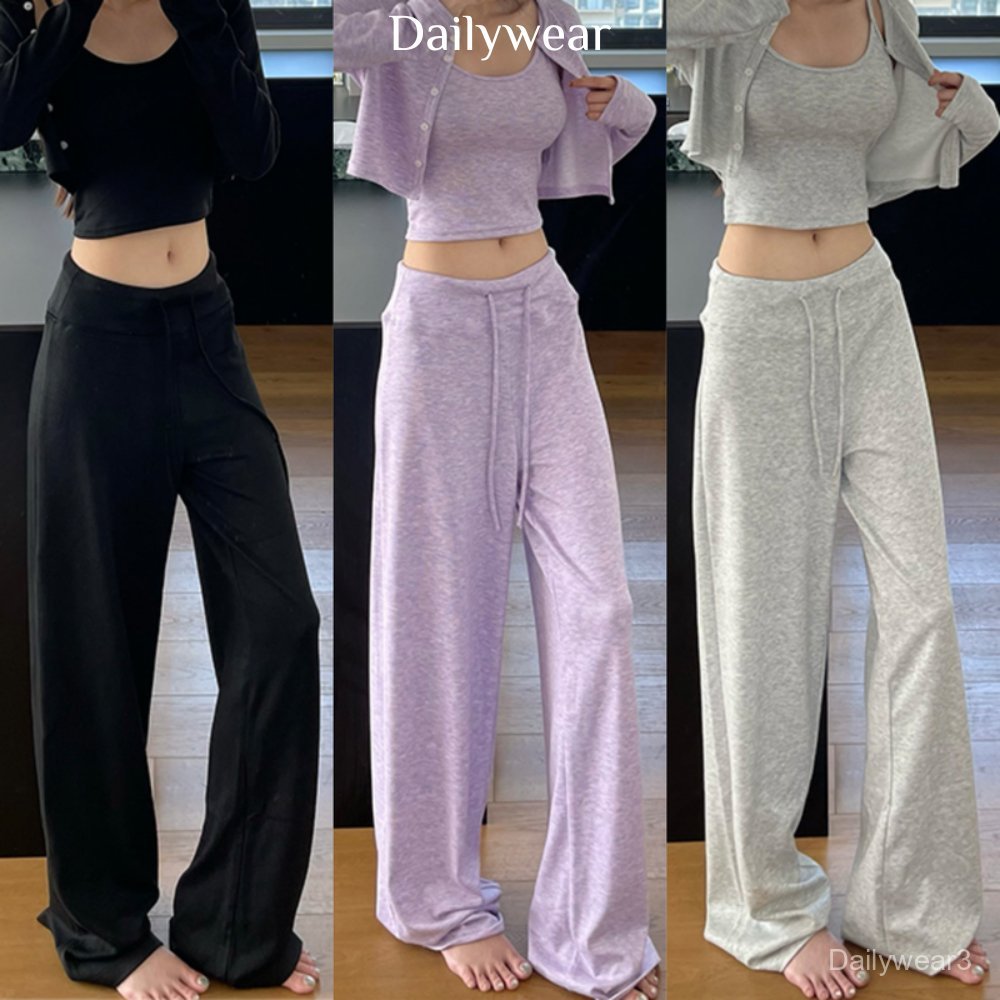 Dailywear พร้อมส่ง ชุดลำลองผู้หญิง รวมคาร์ดิแกนแขนยาวและกางเกงขากว้าง สไตล์สวมใส่ง่ายและสบายตัว