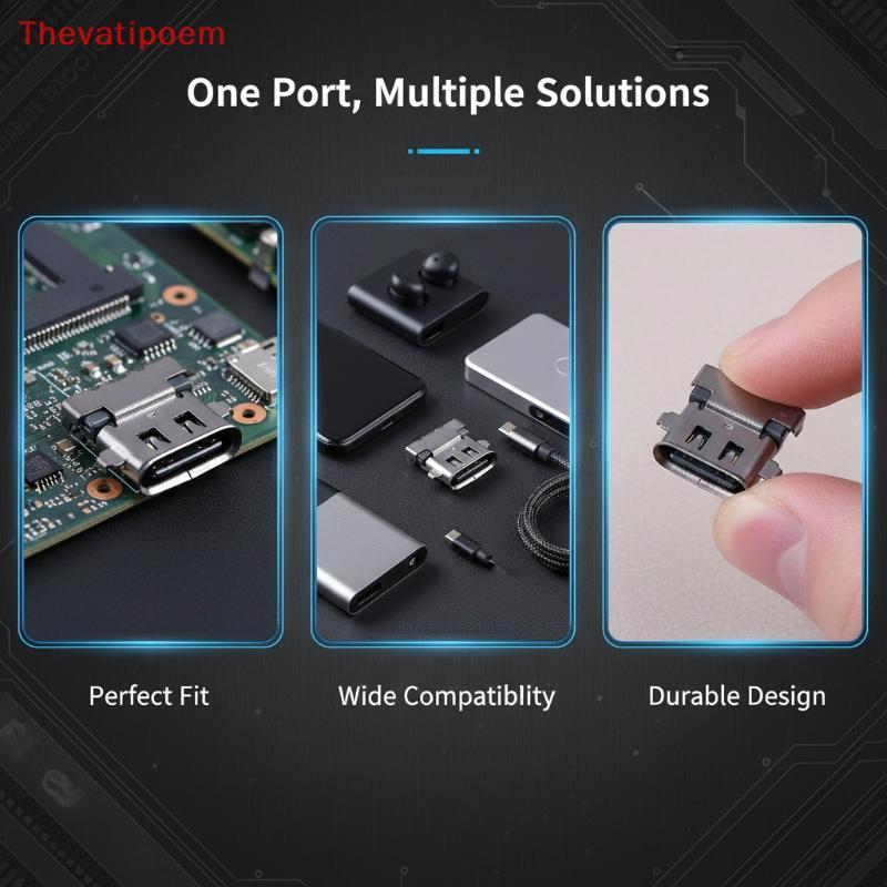 [Thevatipoem] Type C Ja สําหรับ Thinkpad X13 Yoga Gen1 L13 YOGA 2018 X1C X1 เปลี่ยนพอร์ตชาร์จการเชื่