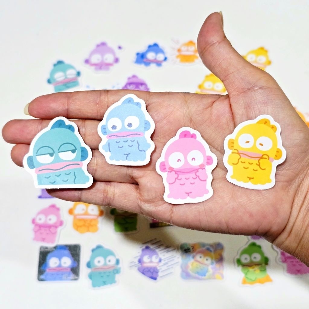 สติ๊กเกอร์ Hangyodon สีหวาน สีพาสเทล ฮังเกียวดง Sanrio ปลาน่าเกลียด กันน้ำ (40 ชิ้น)
