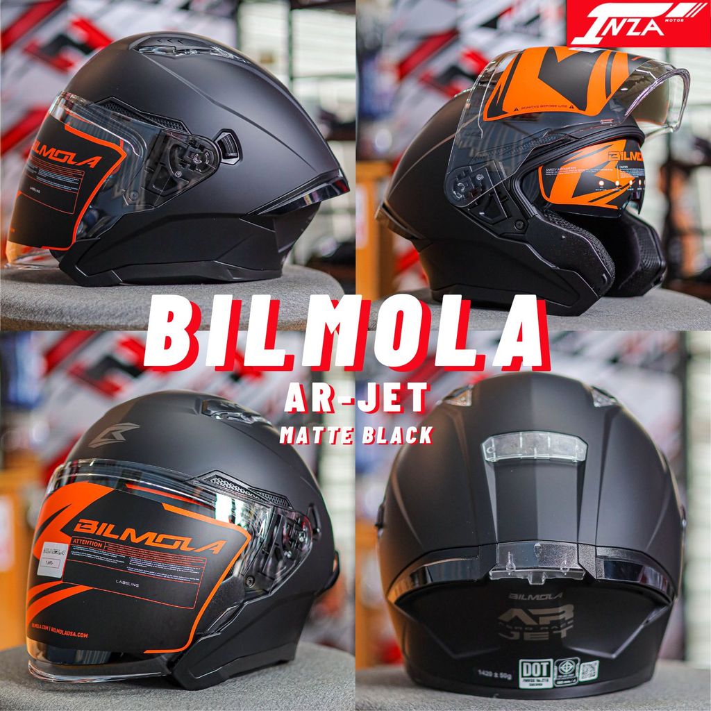 BILMOLA รุ่น AR JET หมวกกันน็อคครึ่งใบ แว่น 2 ชั้น ทรงสปอร์ต ปีใหม่ล่าสุด 2026