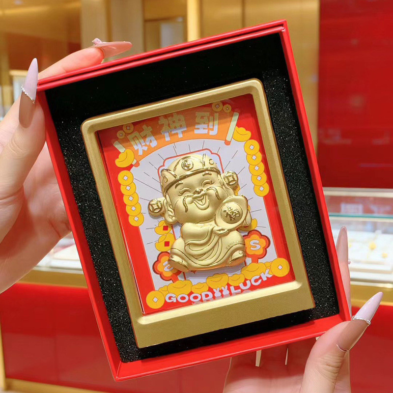 999 Pure Golden Horse ปี ky Cat Lucky Cat God of Wealth โต๊ะ Feng Shui กรอบรูปเครื่องประดับธุรกิจเคร