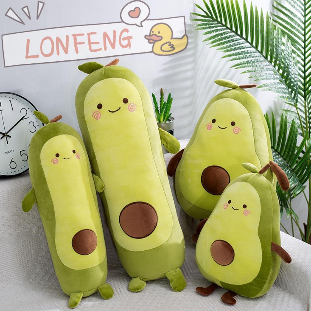 LONFENG ตุ๊กตาอะโวคาโดผลไม้, อะโวคาโดนอนสีเขียวยักษ์ของเล่น, นุ่ม 32/50/60 ซม. ของเล่นตุ๊กตาสาว