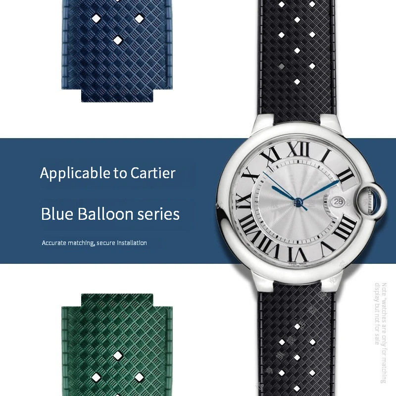 18-11mm,20-12mm,22-14mm Waterproof Silicone Watchbands 20mm Watch Strap For Cartier Blue Balloon Wat