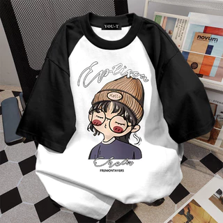 🌷Su.Tee🌷 เสื้อทูโทน oversize เสื้อสตรีท เกรดพรีเมียม เสื้อคอตตอน ไม่หดตัว ใส่สบาย ลาย "Hat girl"