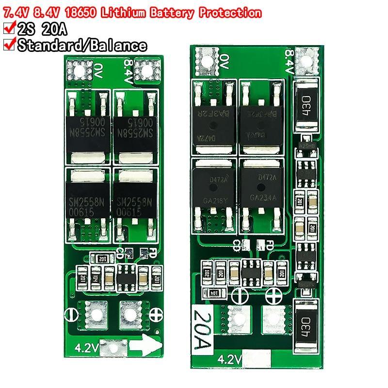 2S 20A 7.4V 8.4V 18650 แบตเตอรี่ลิเธียมป้องกัน/BMS บอร์ดมาตรฐาน/Balance สําหรับ DIY