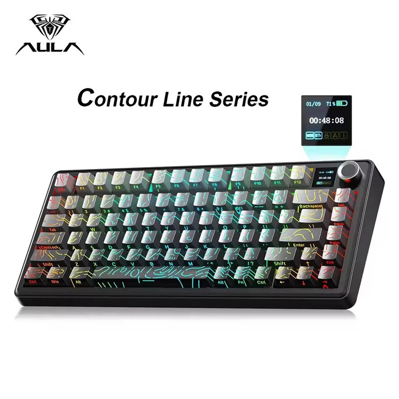 AULAF75/F75MAX Gaming Mechanical Keyboard 2.4G ไร้สาย/บลูทูธ/คีย์บอร์ดแบบมีสาย 75% 81-Key Hot Swap R