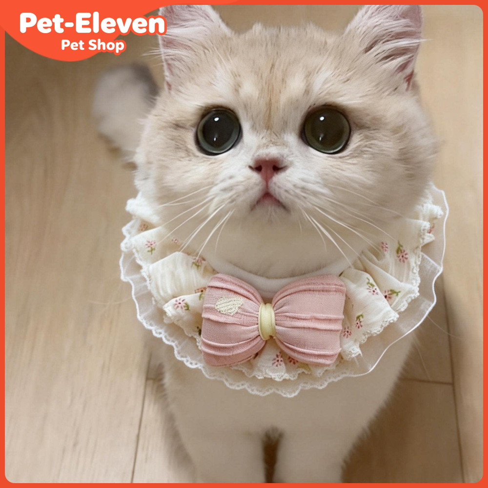 ผ้าพันคอแมว Bowknot เนคไทสัตว์เลี้ยงอุปกรณ์เสริมขนาดเล็กสําหรับลูกแมว Anti-Lick Princess Style Collar Bib ผ้าพันคอสัตว์เลี้ยงตกแต่ง