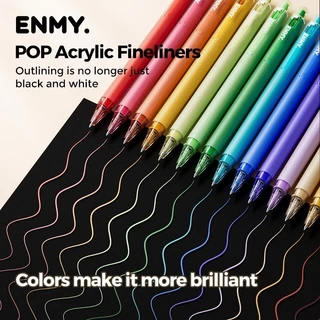 ENMY Rainbow Series อะคริลิค Retractable Fineliner Pens 48 สี DIYชุดปากกาหมึกเจลสี 100% สินค้าจริง