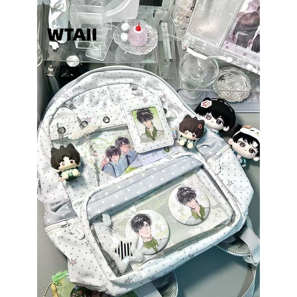 Polka Dot Ita Bag Backpack - กระเป๋านักเรียนที่กว้างขวางสําหรับสาววัยรุ่น