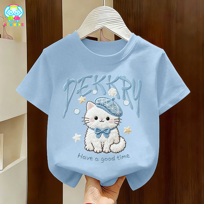 【ส่งจากกรุงเทพฯ】NFV KIDS เสื้อยืดแขนสั้นเด็ก💙ระบายอากาศ ใส่ได้ทั้งเด็กชายและเด็กหญิง ลายหมาน้อยน่ารัก สะดวกสบาย YG5663