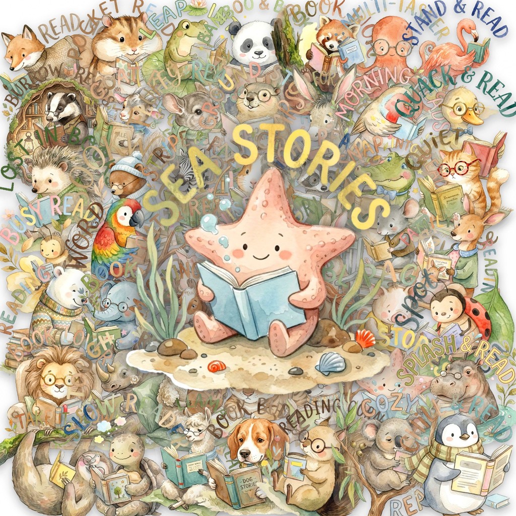 50 ชิ้น Cute Bookworm สัตว์เล็ก PET Plastic Transpanrent สติ๊กเกอร์กันน้ํา