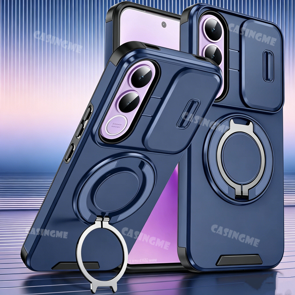 Vivo V70 FE 2026 หรูหราเกราะกันกระแทกสําหรับ Vivo V70 V70FE VivoV70FE V 70 70V FE Lite Elite 4G 5G สไลด์วงเล็บแม่เหล็กแหวนขาตั้งป้องกันเคสโทรศัพท์กล้องฝาหลัง