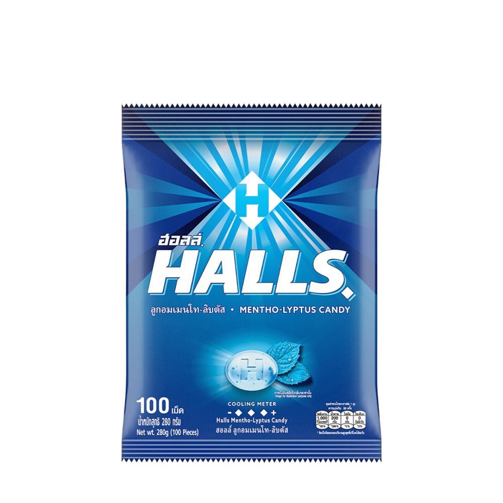 [สินค้าส่งด่วน] ฮอลล์รสเมนทอล 280กรัม 100 เม็ด HALLS MENTOLIPTUS CANDY 280 G. 100 PCS
