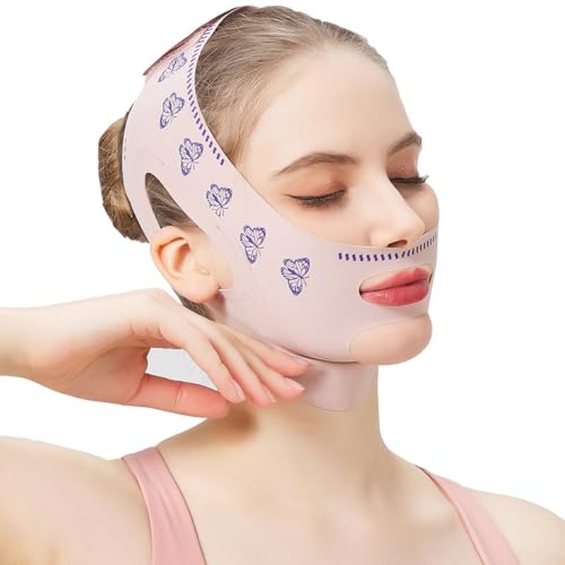MASIKA Chin Strap for Sleeping, Jawline Shaper, V-Line Face Mask, Jaw Exerciser, Reusable, Butterfly