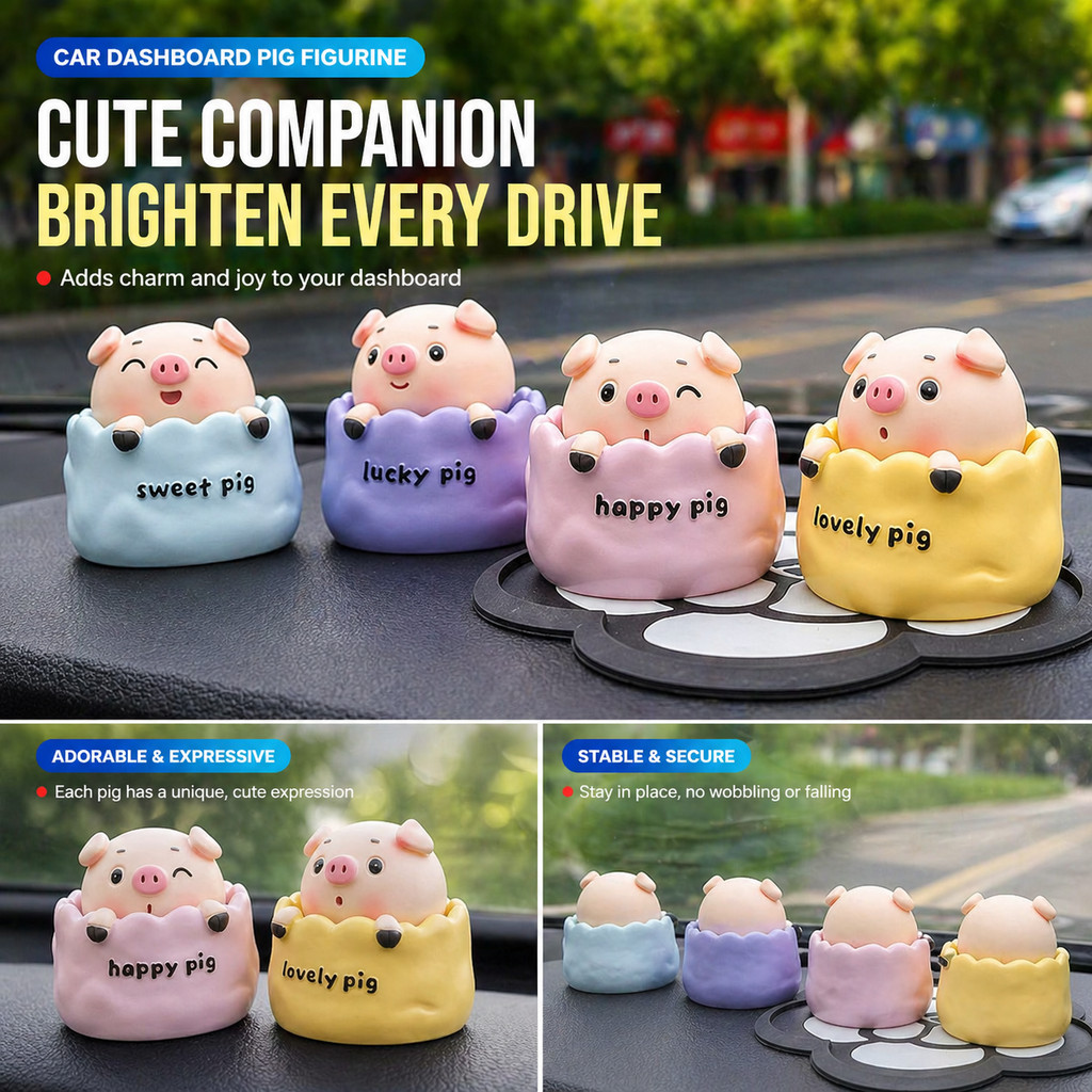 พยักหน้า หมูหุ่นสั่นหัวเรซิ่นการ์ตูนรถแดชบอร์ดเครื่องประดับสร้างสรรค์รักษาตกแต่งภายในสําหรับบ้านสก์ท็อปห้อง
