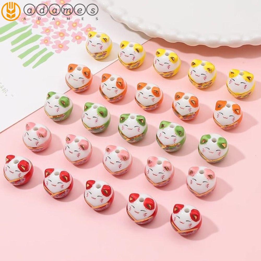 ADAMES Maneki-eko ลูกปัด, สร้อยคอ Makeing สร้อยข้อมือ Plutus Cat ลูกปัด, สวยญี่ปุ่น Cat Kitty Fortun