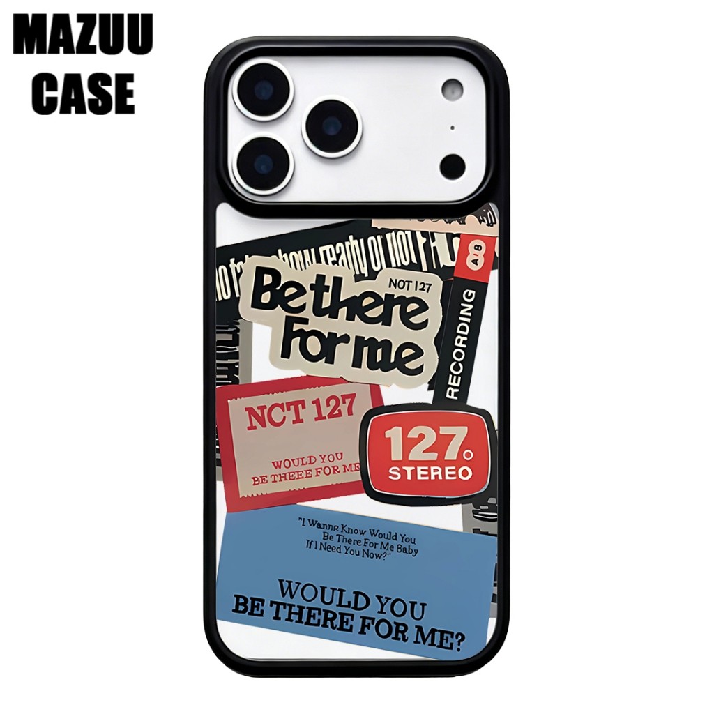 เคสไอโฟน TPU ขอบดำ หลังแข็งใส กันกระแทก ลายสติกเกอร์ข้อความสไตล์วินเทจ สำหรับ iPhone 17 16 15 14 13 12 11 Pro Max Plus